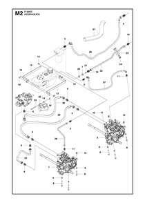 Hydraulics Diagram and Parts List for P520D 20120100001 - 20143999999 Husqvarna Lawn Tractor