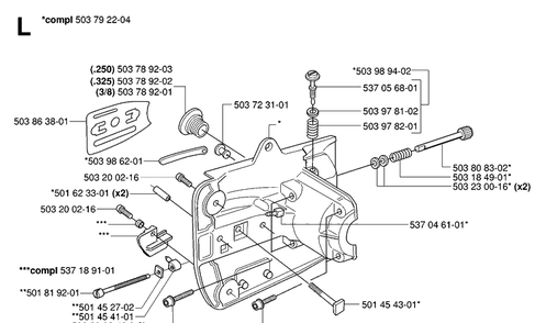 Crankcase Diagram and Parts List for 339XP 20063600001-20100600000 Husqvarna Chainsaw