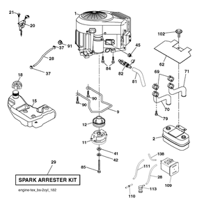 Engine Diagram and Parts List for YTH24V48 2018 Husqvarna Lawn Tractor