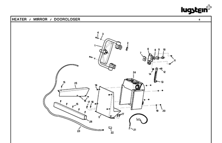 Heater / Mirror / Doorcloser Diagram and Parts List for 966754601 2012 Husqvarna Lawn Tractor Accessories