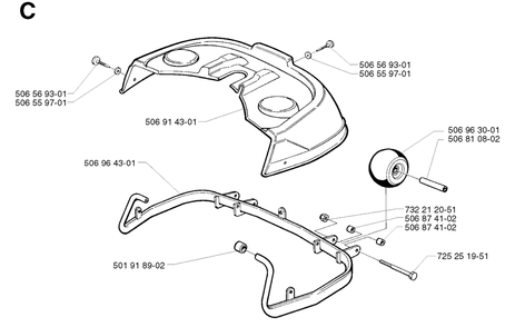 Protection Frame Diagram and Parts List for R11 2002-02 Husqvarna Lawn Tractor