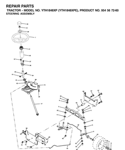 Steering Diagram and Parts List for YTH1848XP (954567260)(2002-02) Husqvarna Lawn Tractor