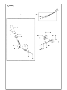 Handle And Controls Diagram and Parts List for 356BF  Husqvarna Leaf Blower / Vacuum