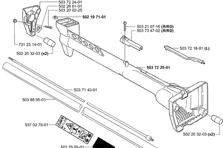 Shaft/Tube 232, 240 Diagram and Parts List for 232RD 2000-10 Husqvarna Brush Cutter