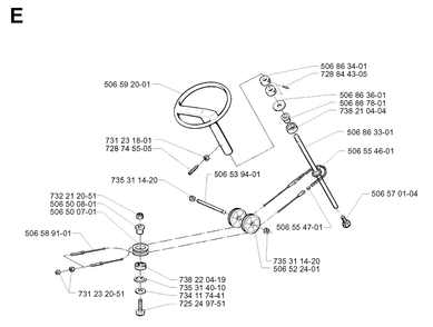 Steering Diagram and Parts List for R11BIO 2001-01 Husqvarna Lawn Tractor