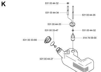 Fuel Tank Diagram and Parts List for 141B 20041400001-Current Husqvarna Leaf Blower / Vacuum