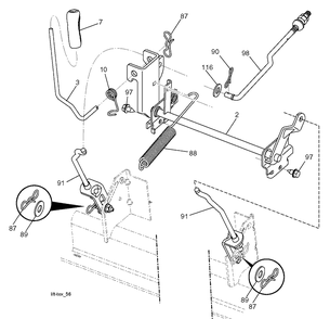 Mower Lift / Deck Lift Diagram and Parts List for TS138M (96041042000)(2018-07) Husqvarna Lawn Tractor