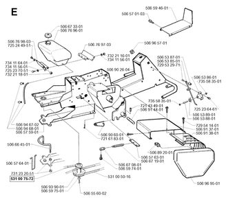 Chassis / Frame Diagram and Parts List for R13 2001-01 Husqvarna Lawn Tractor