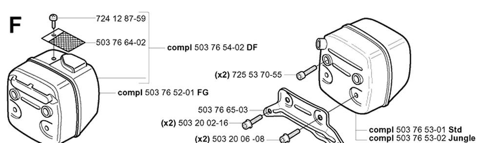 Muffler Diagram and Parts List for 365 20051800001-20070900000 Husqvarna Chainsaw