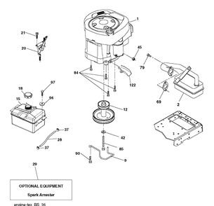 Engine Diagram and Parts List for LT2213 (96041007903)(2011-03) Husqvarna Lawn Tractor