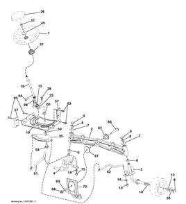 Steering Diagram and Parts List for YTH2042 (96043012200)(2010-10) Husqvarna Lawn Tractor