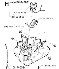Crankcase Diagram and Parts List for 225E 1997-02 Husqvarna Trimmer
