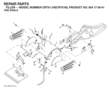 Tine Shield Diagram and Parts List for CRT51 (954170041-N)(2004-01) Husqvarna Tiller