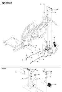 Controls 3 Diagram and Parts List for R111B (965996801)(2011-02) Husqvarna Lawn Mower
