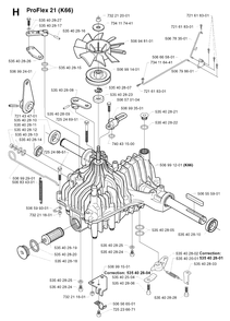 Transmission Diagram and Parts List for PF21 2002-05 Husqvarna Lawn Tractor