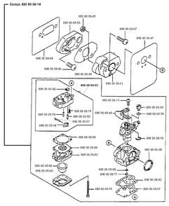 Carburetor Diagram and Parts List for 155BT 1998-10 Husqvarna Leaf Blower / Vacuum