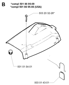 Cover Diagram and Parts List for 254 19980900001-19992300000 Husqvarna Chainsaw