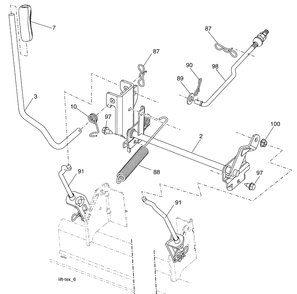 Mower Lift Diagram and Parts List for YTH20K46 (9604500040)(2008-07) Husqvarna Lawn Mower