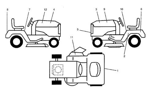 Decals Diagram and Parts List for LR125 (954000522-A)(1992-12) Husqvarna Lawn Tractor