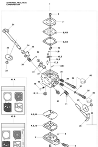 Carburettor Diagram and Parts List for 327HE4X-SERIES (966976501)(2009-04) Husqvarna Hedge Trimmer