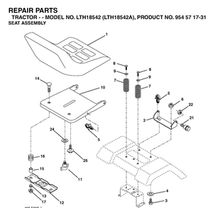 Seat Diagram and Parts List for LTH18542-LTH18542A 2003-11 Husqvarna Lawn Tractor