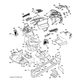 Chassis Diagram and Parts List for YTH22V46-96043027100  Husqvarna Lawn Tractor