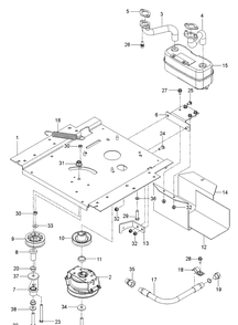 Engine Mounting, Guards And Muffler Diagram and Parts List for Z254  Husqvarna Lawn Mower