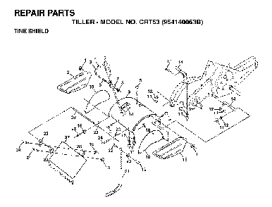 Tine Shield Diagram and Parts List for CRT53 (954140063B)(1998-07) Husqvarna Tiller