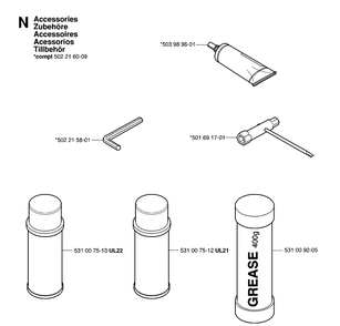 Accessories Diagram and Parts List for 123HD60 20061000001-20070500000 Husqvarna Hedge Trimmer