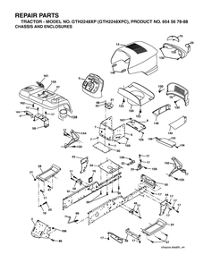 Chassis And Enclosures Diagram and Parts List for GTH2248XP-GTH2248XPC 2003-07 Husqvarna Lawn Tractor