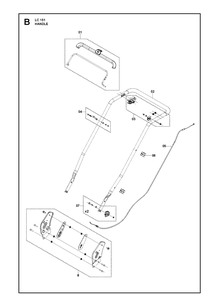Handle Diagram and Parts List for LC151  Husqvarna Lawn Mower