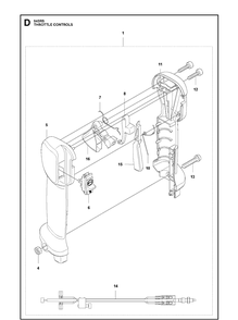 Throttle Controls Diagram and Parts List for 543RS 20192200001-Current Husqvarna Brush Cutter