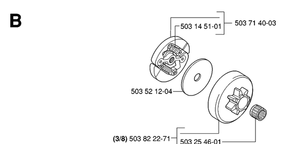 Clutch Diagram and Parts List for 334T 20063600001-Current Husqvarna Chainsaw