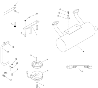 Engine Plate / Clutch / Muffler Diagram and Parts List for LZ6130 (968999675)(2007-12) Husqvarna Lawn Mower