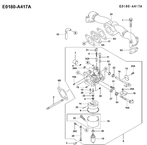 Carburetor Details Diagram and Parts List for FH531V 2001-03 Husqvarna Engine