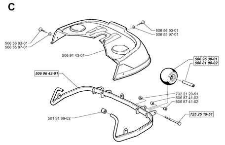 Cover Diagram and Parts List for R850 1998-03 Husqvarna Lawn Tractor
