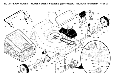 Repair Parts 2 Diagram and Parts List for 65022ES (96143002300)(2007-02) Husqvarna Lawn Mower