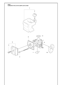 Carburettor And Air Filter/Filter Cover Diagram and Parts List for 339XP 2010-02 Husqvarna Chainsaw
