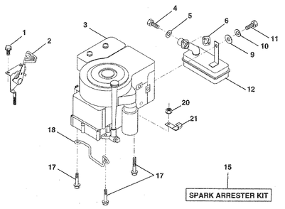 Engine / Throttle Diagram and Parts List for LR120 (954000412-B)(1992-10) Husqvarna Lawn Tractor