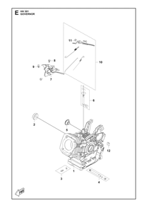 Governor Diagram and Parts List for HH301 598609801, 598609802, 598609803 Husqvarna Engine