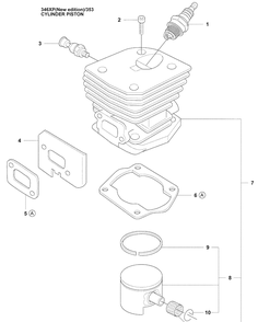 Cylinder Kit (Ne) Diagram and Parts List for 353 2009-02 Husqvarna Chainsaw