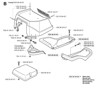 Hood Diagram and Parts List for R11 (953519401)(2004-01) Husqvarna Lawn Tractor