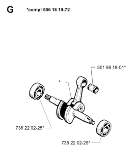 Crankshaft Diagram and Parts List for 261 19981000001-19992399999 Husqvarna Chainsaw