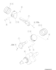 Pistons And Crankshaft Diagram and Parts List for HUV4421GXP 2006-11 Husqvarna Lawn Tractor
