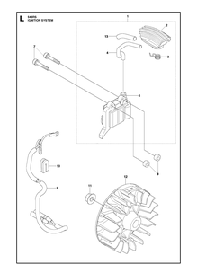 Ignition System Diagram and Parts List for 543RS (967348201)(20192200001-Current) Husqvarna Brush Cutter