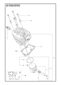 Cylinder Piston Diagram and Parts List for 545GMARKII  Husqvarna Chainsaw