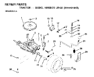 Transmission Diagram and Parts List for LR122 (954140105B)(2000-01) Husqvarna Lawn Tractor