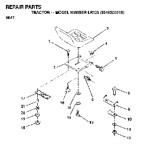 Seat Diagram and Parts List for LR120 (954830051B)(1996-05) Husqvarna Lawn Tractor
