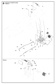 Pedals Diagram and Parts List for R13AWD (965094601)(2007-01) Husqvarna Lawn Tractor