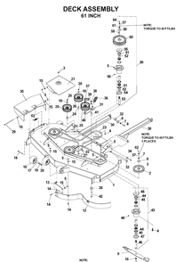 61 Inch/155cm Cutting Deck Diagram and Parts List for BZE7234D (033600000 and Up)(2005-02) Husqvarna Lawn Mower